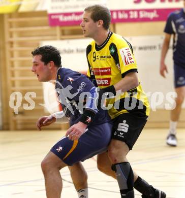 Handball OEHB Cup. SC Ferlach gegen ULZ Schwaz. KOROSEC Jernej (Ferlach), POEHL Philipp (Schwaz). Ferlach, 29.1.2010.
Foto: Kuess

---
pressefotos, pressefotografie, kuess, qs, qspictures, sport, bild, bilder, bilddatenbank