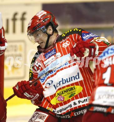 EBEL. Eishockey Bundesliga. KAC gegen HK Acroni Jesenice. Silvio Jakobitsch, (KAC), Kirk Furey  (Jesenice). Klagenfurt, am 13.10.2009.
Foto: Kuess 

---
pressefotos, pressefotografie, kuess, qs, qspictures, sport, bild, bilder, bilddatenbank