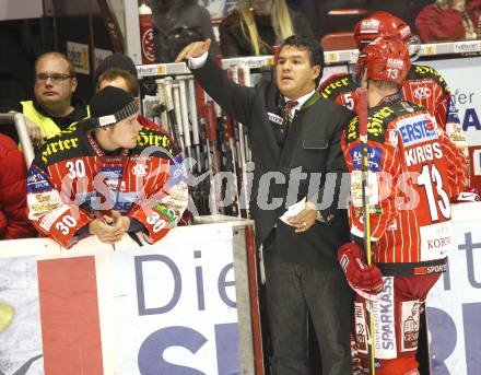 EBEL. Eishockey Bundesliga. KAC gegen HK Acroni Jesenice. Rene Swette, Trainer Many Viveiris (KAC). Klagenfurt, am 13.10.2009.
Foto: Kuess 

---
pressefotos, pressefotografie, kuess, qs, qspictures, sport, bild, bilder, bilddatenbank