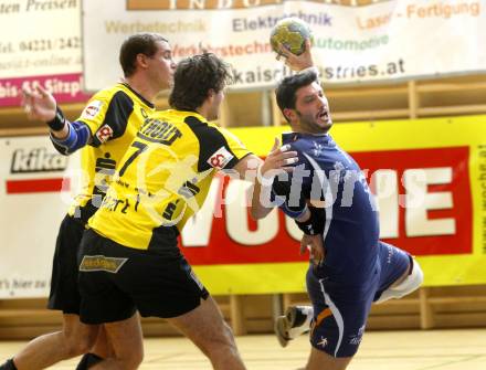 Handball OEHB Cup. SC Ferlach gegen ULZ Schwaz. KOSCHU Christian (Ferlach), LASSNER Andreas (Schwaz). Ferlach, 29.1.2010.
Foto: Kuess

---
pressefotos, pressefotografie, kuess, qs, qspictures, sport, bild, bilder, bilddatenbank