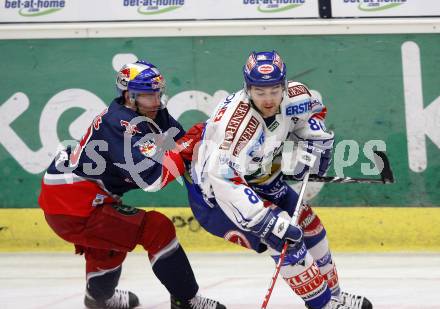 EBEL. Eishockey Bundesliga. EC Pasut VSV gegen Red Bulls Salzburg.  JOnathan Ferland, (VSV), Jeremy Rebek (Salzburg). Villach, am 31.1.2010.
Foto: Kuess 


---
pressefotos, pressefotografie, kuess, qs, qspictures, sport, bild, bilder, bilddatenbank