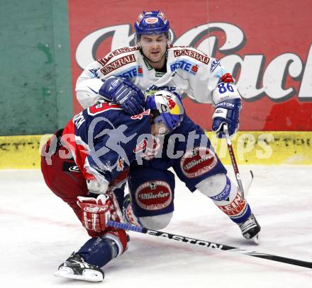 EBEL. Eishockey Bundesliga. EC Pasut VSV gegen Red Bulls Salzburg.  Jonathan Ferland, (VSV),  Thomas Koch (Salzburg). Villach, am 31.1.2010.
Foto: Kuess 


---
pressefotos, pressefotografie, kuess, qs, qspictures, sport, bild, bilder, bilddatenbank