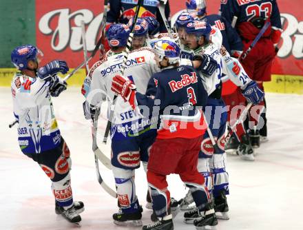 EBEL. Eishockey Bundesliga. EC Pasut VSV gegen Red Bulls Salzburg.  Torjubel VSV. Villach, am 31.1.2010.
Foto: Kuess 


---
pressefotos, pressefotografie, kuess, qs, qspictures, sport, bild, bilder, bilddatenbank