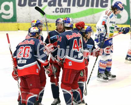 EBEL. Eishockey Bundesliga. EC Pasut VSV gegen Red Bulls Salzburg.  Torjubel Salzburg. Villach, am 31.1.2010.
Foto: Kuess 


---
pressefotos, pressefotografie, kuess, qs, qspictures, sport, bild, bilder, bilddatenbank