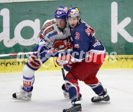 EBEL. Eishockey Bundesliga. EC Pasut VSV gegen Red Bulls Salzburg.  Guenther Lanzinger, (VSV),  Andreas Wiedergut (Salzburg). Villach, am 31.1.2010.
Foto: Kuess 


---
pressefotos, pressefotografie, kuess, qs, qspictures, sport, bild, bilder, bilddatenbank