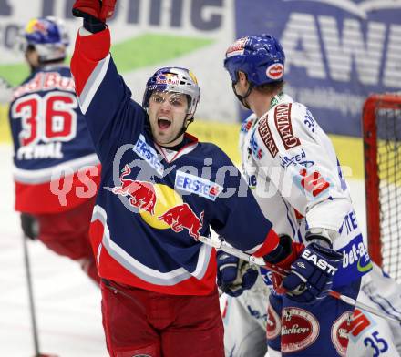 EBEL. Eishockey Bundesliga. EC Pasut VSV gegen Red Bulls Salzburg.  Torjubel Kelsey Wilson  (Salzburg). Villach, am 31.1.2010.
Foto: Kuess 


---
pressefotos, pressefotografie, kuess, qs, qspictures, sport, bild, bilder, bilddatenbank