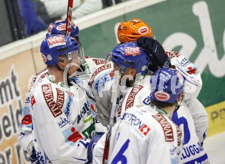 EBEL. Eishockey Bundesliga. EC Pasut VSV gegen Red Bulls Salzburg.  Torjubel VSV. Villach, am 31.1.2010.
Foto: Kuess 


---
pressefotos, pressefotografie, kuess, qs, qspictures, sport, bild, bilder, bilddatenbank