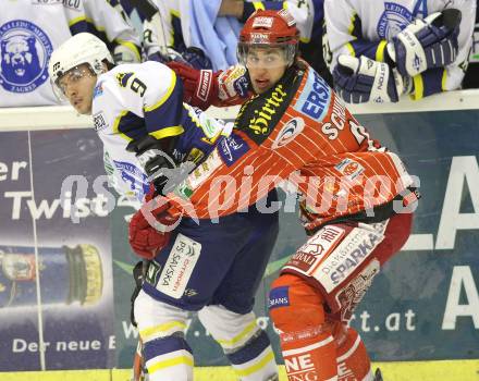 EBEL. Eishockey Bundesliga. KAC gegen KHL Medvescak Zagreb. Martin Schumnig (KAC), Marko Lovrencic (Zagreb). Klagenfurt, am 2.2.2010.
Foto: Kuess

---
pressefotos, pressefotografie, kuess, qs, qspictures, sport, bild, bilder, bilddatenbank