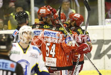 EBEL. Eishockey Bundesliga. KAC gegen KHL Medvescak Zagreb. Torjubel (KAC). Klagenfurt, am 2.2.2010.
Foto: Kuess

---
pressefotos, pressefotografie, kuess, qs, qspictures, sport, bild, bilder, bilddatenbank