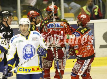 EBEL. Eishockey Bundesliga. KAC gegen KHL Medvescak Zagreb. Torjubel (KAC). Klagenfurt, am 2.2.2010.
Foto: Kuess

---
pressefotos, pressefotografie, kuess, qs, qspictures, sport, bild, bilder, bilddatenbank