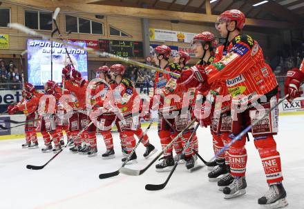 EBEL. Eishockey Bundesliga. EC Pasut VSV gegen KAC.  Jubel KAC. Villach, am 5.2.2010.
Foto: Kuess 


---
pressefotos, pressefotografie, kuess, qs, qspictures, sport, bild, bilder, bilddatenbank