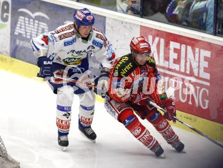 EBEL. Eishockey Bundesliga. EC Pasut VSV gegen KAC.  Mike Stewart, (VSV),  Andrew Schneider (KAC). Villach, am 5.2.2010.
Foto: Kuess 


---
pressefotos, pressefotografie, kuess, qs, qspictures, sport, bild, bilder, bilddatenbank