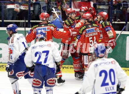 EBEL. Eishockey Bundesliga. EC Pasut VSV gegen KAC.  Torjubel KAC. Villach, am 5.2.2010.
Foto: Kuess 


---
pressefotos, pressefotografie, kuess, qs, qspictures, sport, bild, bilder, bilddatenbank