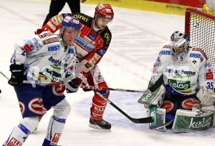 EBEL. Eishockey Bundesliga. EC Pasut VSV gegen KAC. Mickey Elick, Gert Prohaska,  (VSV), Gregor Hager (KAC). Villach, am 5.2.2010.
Foto: Kuess 


---
pressefotos, pressefotografie, kuess, qs, qspictures, sport, bild, bilder, bilddatenbank