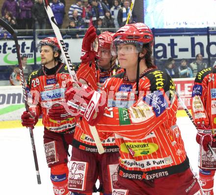 EBEL. Eishockey Bundesliga. EC Pasut VSV gegen KAC.  Jubel KAC. Villach, am 5.2.2010.
Foto: Kuess 


---
pressefotos, pressefotografie, kuess, qs, qspictures, sport, bild, bilder, bilddatenbank