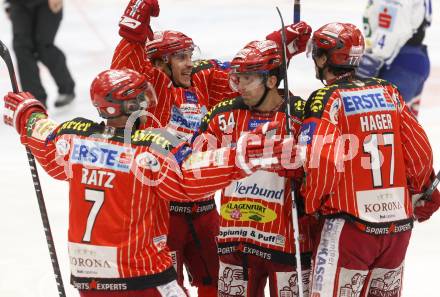 EBEL. Eishockey Bundesliga. EC Pasut VSV gegen KAC.  Torjubel KAC. Villach, am 5.2.2010.
Foto: Kuess 


---
pressefotos, pressefotografie, kuess, qs, qspictures, sport, bild, bilder, bilddatenbank