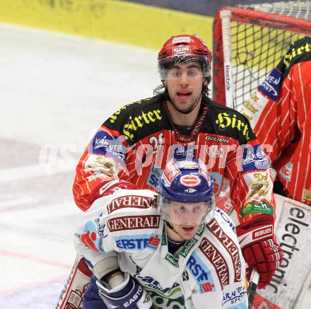 EBEL. Eishockey Bundesliga. EC Pasut VSV gegen KAC. Christian Ban,  (VSV),  Martin Schumnig (KAC). Villach, am 5.2.2010.
Foto: Kuess 


---
pressefotos, pressefotografie, kuess, qs, qspictures, sport, bild, bilder, bilddatenbank