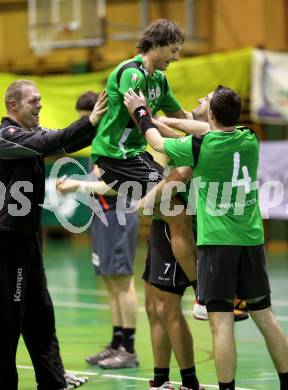 Handball Bundesliga. HC Kelag Kaernten gegen Sportunion Edelweiss Linz. Jubel  (HCK). Klagenfurt, am 6.2.2010.
Foto: Kuess
---
pressefotos, pressefotografie, kuess, qs, qspictures, sport, bild, bilder, bilddatenbank