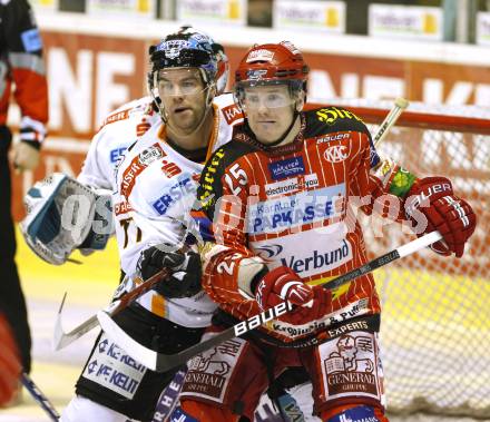 EBEL. Eishockey Bundesliga. KAC gegen EHC LIWEST Linz. Kirk Furey, (KAC), Patrick Leahy (Linz). Klagenfurt, am 7.2.2010.
Foto: Kuess

---
pressefotos, pressefotografie, kuess, qs, qspictures, sport, bild, bilder, bilddatenbank