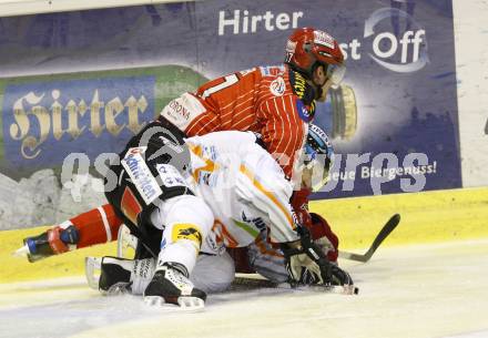 EBEL. Eishockey Bundesliga. KAC gegen EHC LIWEST Linz. Gregor Hager, (KAC), Robert Lukas (Linz). Klagenfurt, am 7.2.2010.
Foto: Kuess

---
pressefotos, pressefotografie, kuess, qs, qspictures, sport, bild, bilder, bilddatenbank