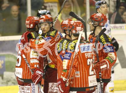 EBEL. Eishockey Bundesliga. KAC gegen EHC LIWEST Linz. Torjubel KAC. Klagenfurt, am 7.2.2010.
Foto: Kuess

---
pressefotos, pressefotografie, kuess, qs, qspictures, sport, bild, bilder, bilddatenbank