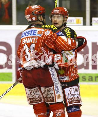 EBEL. Eishockey Bundesliga. KAC gegen EHC LIWEST Linz. Torjubel Jeff Shantz, David Schuller (KAC). Klagenfurt, am 7.2.2010.
Foto: Kuess

---
pressefotos, pressefotografie, kuess, qs, qspictures, sport, bild, bilder, bilddatenbank