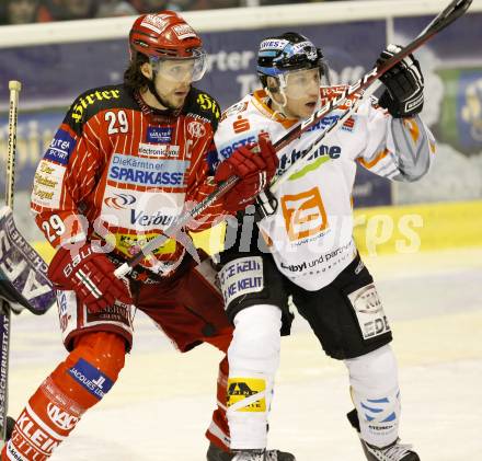 EBEL. Eishockey Bundesliga. KAC gegen EHC LIWEST Linz. Christoph Brandner, (KAC), Robert Lukas (Linz). Klagenfurt, am 7.2.2010.
Foto: Kuess

---
pressefotos, pressefotografie, kuess, qs, qspictures, sport, bild, bilder, bilddatenbank