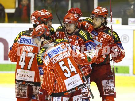 EBEL. Eishockey Bundesliga. KAC gegen EHC LIWEST Linz. Torjubel KAC. Klagenfurt, am 7.2.2010.
Foto: Kuess

---
pressefotos, pressefotografie, kuess, qs, qspictures, sport, bild, bilder, bilddatenbank