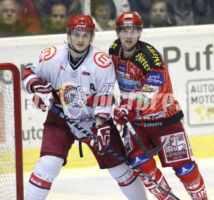 EBEL. Eishockey Bundesliga. KAC gegen HK Acroni Jesenice. Gregor Hager (KAC), Miha Rebolj  (Jesenice). Klagenfurt, am 13.10.2009.
Foto: Kuess 

---
pressefotos, pressefotografie, kuess, qs, qspictures, sport, bild, bilder, bilddatenbank