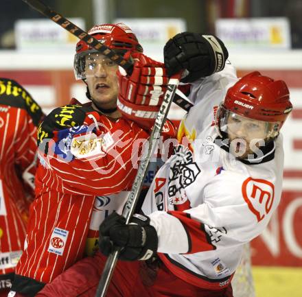 EBEL. Eishockey Bundesliga. KAC gegen HK Acroni Jesenice. Herbert Ratz (KAC), Andrej Hebar  (Jesenice). Klagenfurt, am 13.10.2009.
Foto: Kuess 

---
pressefotos, pressefotografie, kuess, qs, qspictures, sport, bild, bilder, bilddatenbank