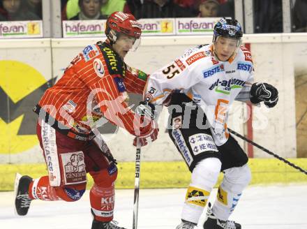 EBEL. Eishockey Bundesliga. KAC gegen EHC LIWEST Linz. Herbert Ratz (KAC), Robert Lukas (Linz). Klagenfurt, am 7.2.2010.
Foto: Kuess

---
pressefotos, pressefotografie, kuess, qs, qspictures, sport, bild, bilder, bilddatenbank