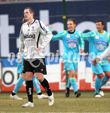 Fussball. Tipp3-Bundesliga. SK Austria Kaernten gegen SK Puntigamer Sturm Graz. Daniel Gramann (Austria Kaernten), Jubel (Graz). Klagenfurt, 14.2.2010.
Foto: Kuess 

---
pressefotos, pressefotografie, kuess, qs, qspictures, sport, bild, bilder, bilddatenbank