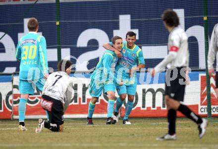 Fussball. Tipp3-Bundesliga. SK Austria Kaernten gegen SK Puntigamer Sturm Graz. Torjubel Daniel Beichler, Haris Bukva (Graz). Klagenfurt, 14.2.2010.
Foto: Kuess 

---
pressefotos, pressefotografie, kuess, qs, qspictures, sport, bild, bilder, bilddatenbank