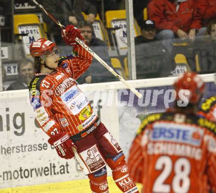 EBEL. Eishockey Bundesliga. KAC gegen HDD TILIA Olimpija Ljubljana. Torjubel HUNDERTPFUND Thomas (KAC). Klagenfurt, am 19.2.2010.
Foto: Kuess

---
pressefotos, pressefotografie, kuess, qs, qspictures, sport, bild, bilder, bilddatenbank