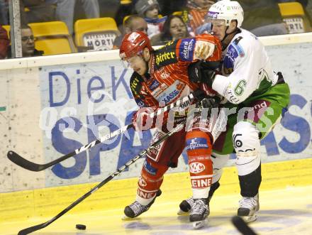 EBEL. Eishockey Bundesliga. KAC gegen HDD TILIA Olimpija Ljubljana. KIRISITS Johannes (KAC), GROZNIK Bostjan (Laibach). Klagenfurt, am 19.2.2010.
Foto: Kuess

---
pressefotos, pressefotografie, kuess, qs, qspictures, sport, bild, bilder, bilddatenbank