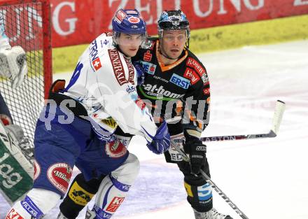 EBEL. Eishockey Bundesliga. EC Pasut VSV gegen EHC LIWEST Linz.  Stefan Bacher, (VSV),  Markus Matthiasson (Linz). Villach, am 19.2.2010.
Foto: Kuess 


---
pressefotos, pressefotografie, kuess, qs, qspictures, sport, bild, bilder, bilddatenbank