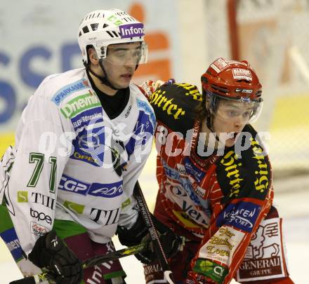 EBEL. Eishockey Bundesliga. KAC gegen HDD TILIA Olimpija Ljubljana. JAKOBITSCH Silvio (KAC), GOLICIC Bostjan (Laibach). Klagenfurt, am 19.2.2010.
Foto: Kuess

---
pressefotos, pressefotografie, kuess, qs, qspictures, sport, bild, bilder, bilddatenbank