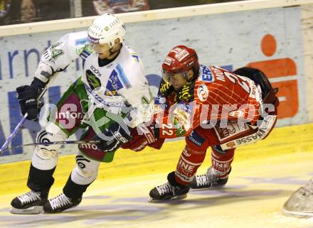 EBEL. Eishockey Bundesliga. KAC gegen HDD TILIA Olimpija Ljubljana. MORGAN Jason (KAC), PRATT Harlan (Laibach). Klagenfurt, am 19.2.2010.
Foto: Kuess

---
pressefotos, pressefotografie, kuess, qs, qspictures, sport, bild, bilder, bilddatenbank