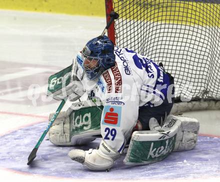 EBEL. Eishockey Bundesliga. EC Pasut VSV gegen EHC LIWEST Linz.  Bernhard Starkbaum (VSV). Villach, am 19.2.2010.
Foto: Kuess 


---
pressefotos, pressefotografie, kuess, qs, qspictures, sport, bild, bilder, bilddatenbank