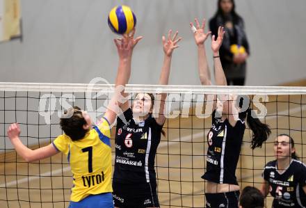 Volleyball WVL. ATSC Wildcats gegen VC Tirol. Rosalinda Seidl, Birgit Wuestenhagen (Wildcats). Klagenfurt, am 20.2.2010.
Foto: Kuess
---
pressefotos, pressefotografie, kuess, qs, qspictures, sport, bild, bilder, bilddatenbank