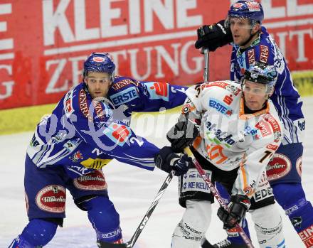 EBEL. Eishockey Bundesliga. EC Pasut VSV gegen EHC LIWEST Linz.  Michael Mike Martin, Mickey Elick, (VSV), Gregor Baumgartner (Linz). Villach, am 23.2.2010.
Foto: Kuess 


---
pressefotos, pressefotografie, kuess, qs, qspictures, sport, bild, bilder, bilddatenbank