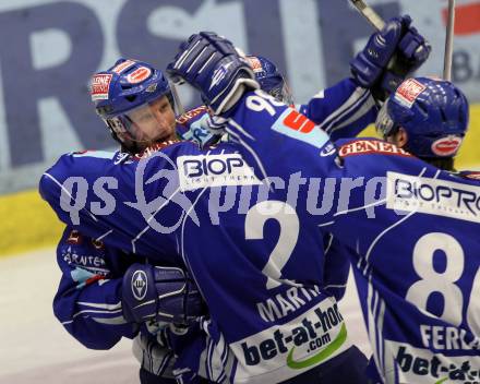 EBEL. Eishockey Bundesliga. EC Pasut VSV gegen EHC LIWEST Linz.  Torjubel Guenther Lanzinger (VSV). Villach, am 23.2.2010.
Foto: Kuess 


---
pressefotos, pressefotografie, kuess, qs, qspictures, sport, bild, bilder, bilddatenbank