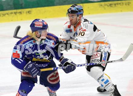 EBEL. Eishockey Bundesliga. EC Pasut VSV gegen EHC LIWEST Linz.  Nico Toff, (VSV),  Brad Purdie (Linz). Villach, am 23.2.2010.
Foto: Kuess 


---
pressefotos, pressefotografie, kuess, qs, qspictures, sport, bild, bilder, bilddatenbank