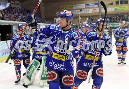 EBEL. Eishockey Bundesliga. EC Pasut VSV gegen EHC LIWEST Linz.  Jubel VSV. Villach, am 23.2.2010.
Foto: Kuess 


---
pressefotos, pressefotografie, kuess, qs, qspictures, sport, bild, bilder, bilddatenbank