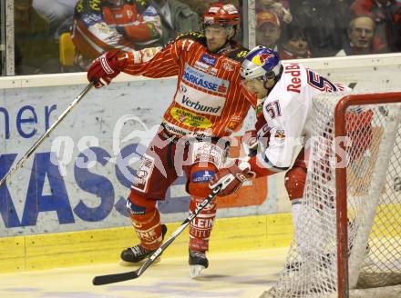 EBEL. Eishockey Bundesliga. KAC gegen EC Red Bull Salzburg. HAGER Gregor (KAC), TRATTNIG Matthias (Salzburg). Klagenfurt, am 23.2.2010.
Foto: Kuess

---
pressefotos, pressefotografie, kuess, qs, qspictures, sport, bild, bilder, bilddatenbank