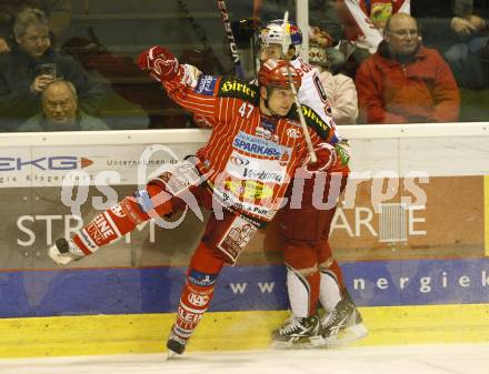 EBEL. Eishockey Bundesliga. KAC gegen EC Red Bull Salzburg. TORY Jeffrey (KAC), KOCH Thomas (Salzburg). Klagenfurt, am 23.2.2010.
Foto: Kuess

---
pressefotos, pressefotografie, kuess, qs, qspictures, sport, bild, bilder, bilddatenbank