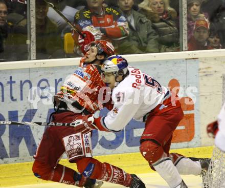 EBEL. Eishockey Bundesliga. KAC gegen EC Red Bull Salzburg. HAGER Gregor (KAC), TRATTNIG Matthias (Salzburg). Klagenfurt, am 23.2.2010.
Foto: Kuess

---
pressefotos, pressefotografie, kuess, qs, qspictures, sport, bild, bilder, bilddatenbank