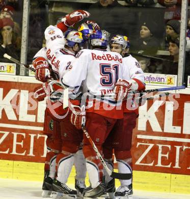 EBEL. Eishockey Bundesliga. KAC gegen EC Red Bull Salzburg. Torjubel Salzburg. Klagenfurt, am 23.2.2010.
Foto: Kuess

---
pressefotos, pressefotografie, kuess, qs, qspictures, sport, bild, bilder, bilddatenbank