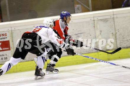 Eishockey Carinthian Hockey League CHL.  EC Tarco Woelfe Klagenfurt gegen EC Feld am See. Peter Mateicka (Tarco), Christian Frei (Feld am See). Klagenfurt, am 25.2.2010.
Foto: Kuess

---
pressefotos, pressefotografie, kuess, qs, qspictures, sport, bild, bilder, bilddatenbank