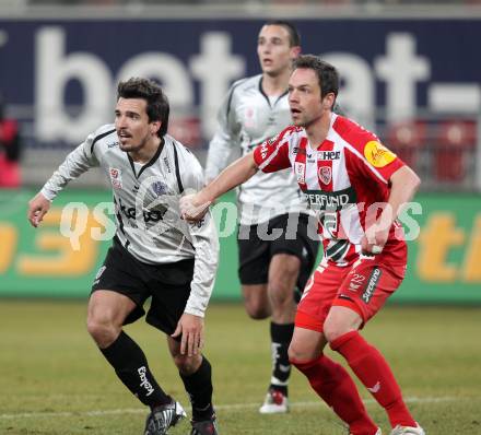 Fussball. Tipp3-Bundesliga. SK Austria Kelag Kaernten  gegen KSV Superfund Kapfenberger SV. Fernando Troyansky, (Austria Kaernten), Andreas Rauscher (Kapfenberg). Klagenfurt, 27.2.2010. 
Foto: Kuess

---
pressefotos, pressefotografie, kuess, qs, qspictures, sport, bild, bilder, bilddatenbank